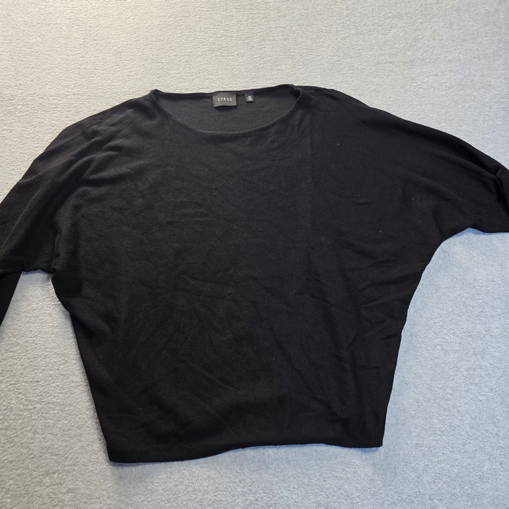 Cyrus Womens Medium Black Dolman Sleeve Boat Neck Knit Sweater Pullover